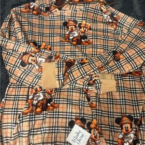 Plaid Hoodie with Cartoon Characters